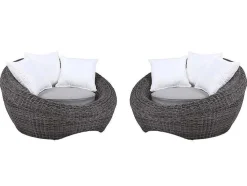 Conjunto De 2 Cadeiroes De Jardim Em Resina Entrancada Cor Cinza - Whiteheaven