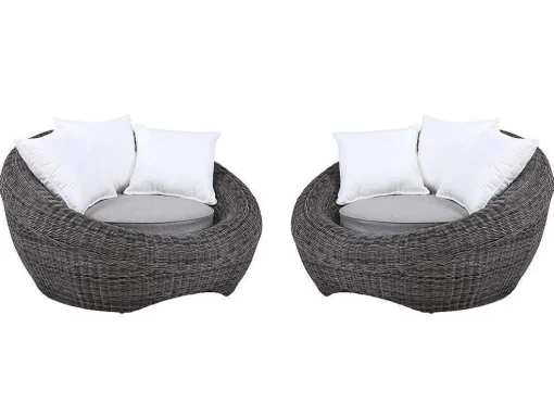 Conjunto De 2 Cadeiroes De Jardim Em Resina Entrancada Cor Cinza - Whiteheaven