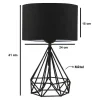 Conjunto De 2 Candeeiros De Mesa Em Metal Cor Preto E Abajur Em Tecido De A. 41 Cm - Anaia