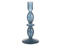Conjunto De 2 Castiçais D. 9 X A. 21 Cm E D. 9 E A. 18,5 Cm Vidro Azul - Kandie