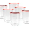 Conjunto De 6 Copos De Agua Com Detalhe Em Laranja - 31,5 Cl - D. 8 X A. 9,5 Cm - Azuran