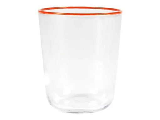 Conjunto De 6 Copos De Agua Com Detalhe Em Laranja - 31,5 Cl - D. 8 X A. 9,5 Cm - Azuran
