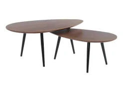 Conjunto De 2 Mesas De Centro Empilhaveis Milena - Mdf E Metal - Cor Noz