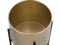 Conjunto De 2 Vasos De Ornamentacao Com Base Em Metal De D. 25 X A. 39 E D. 23 X A. 35,5 Cor Dourado E Preto - Edmee