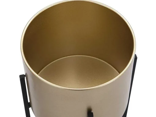 Conjunto De 2 Vasos De Ornamentacao Com Base Em Metal De D. 25 X A. 39 E D. 23 X A. 35,5 Cor Dourado E Preto - Edmee