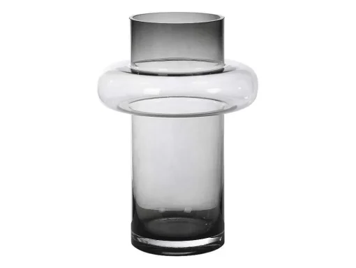 Conjunto De 2 Vasos Em Vidro De Cor A. 25 E A. 30 Cm Vidro Cinzento Fumado - Valoit