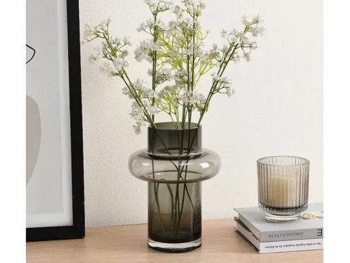 Conjunto De 2 Vasos Em Vidro De Cor A. 25 E A. 30 Cm Vidro Cinzento Fumado - Valoit