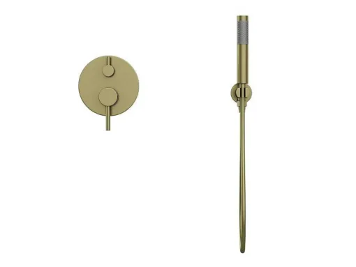 Conjunto De Duche Encastravel Com Torneira Misturadora Mecanica Dourado Acabamento Escovado - Tamise
