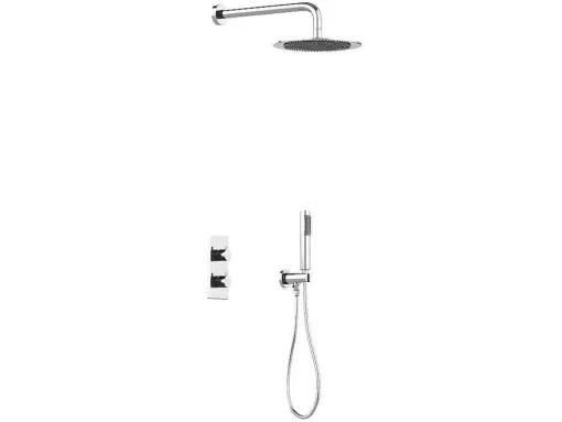 Conjunto De Duche Encastravel Com Torneira Misturadora Termostatica Cor Niquel Escovado - Timavo