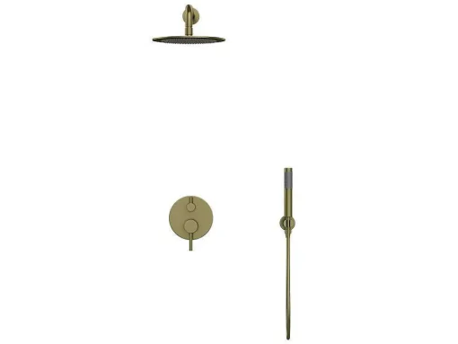 Conjunto De Duche Encastravel Com Torneira Misturadora Mecanica Dourado Acabamento Escovado - Tamise