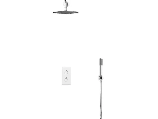 Conjunto De Duche Encastravel Com Torneira Misturadora Termostatica Cor Niquel Escovado - Timavo