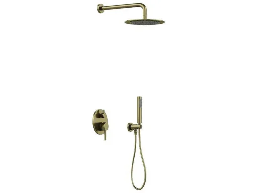 Conjunto De Duche Encastravel Com Torneira Misturadora Mecanica Dourado Acabamento Escovado - Tamise