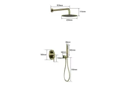 Conjunto De Duche Encastravel Com Torneira Misturadora Mecanica Dourado Acabamento Escovado - Tamise