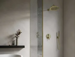 Conjunto De Duche Encastravel Com Torneira Misturadora Mecanica Dourado Acabamento Escovado - Tamise