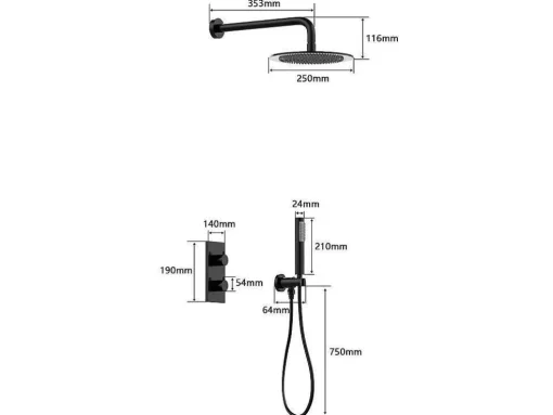 Conjunto De Duche Encastravel Com Torneira Misturadora Termostatica Cor Niquel Escovado - Timavo