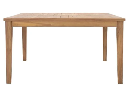Conjunto De Jantar De Jardim Em Teca, 1 Mesa Quadrada + 8 Cadeiroes, Natural Claro - Allende