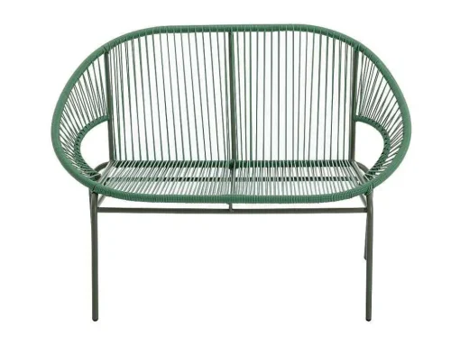 Conjunto De Jardim Em Fios De Resina Entrancados, 2 Cadeiroes, Um Banco E Uma Mesa Caqui - Alios Iii De Mylia
