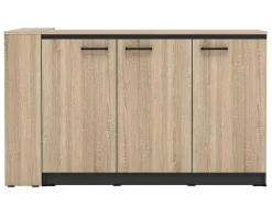 Conjunto Ilha Central De Cozinha + 2 Bancos Preto E Natural Claro - Nusice