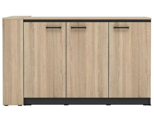 Conjunto Ilha Central De Cozinha + 2 Bancos Preto E Natural Claro - Nusice
