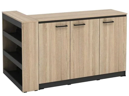 Conjunto Ilha Central De Cozinha + 2 Bancos Preto E Natural Claro - Nusice