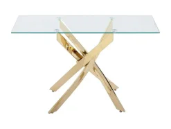 Consola Em Vidro Temperado E Metal Dourado, Transparente - Cosima