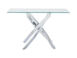 Consola Em Vidro Temperado E Metal Cromado, Transparente - Cosima