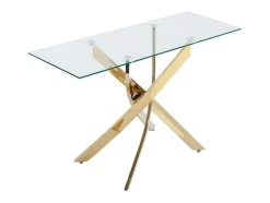 Consola Em Vidro Temperado E Metal Dourado, Transparente - Cosima