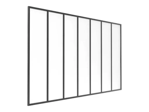 Divisória De Atelier Aluminio Vidro Fosco 210X130 Cm Preto - Bayview
