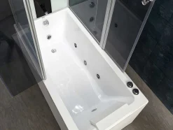 Duche/Banheira Hidromassagem Daria Em Acrilico Reforcado Vidro Cinza Escuro - 75*150*215 Cm - 30 Microjatos E 6 Grandes Jatos