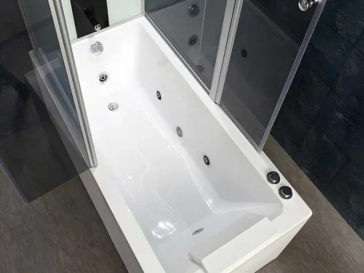 Duche/Banheira Hidromassagem Daria Em Acrilico Reforcado Vidro Cinza Escuro - 75*150*215 Cm - 30 Microjatos E 6 Grandes Jatos