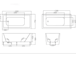 Duche/Banheira Hidromassagem Daria Em Acrilico Reforcado Vidro Cinza Escuro - 75*150*215 Cm - 30 Microjatos E 6 Grandes Jatos