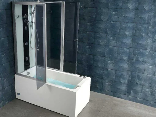 Duche/Banheira Hidromassagem Daria Em Acrilico Reforcado Vidro Cinza Escuro - 75*150*215 Cm - 30 Microjatos E 6 Grandes Jatos