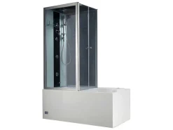 Duche/Banheira Hidromassagem Daria Em Acrilico Reforcado Vidro Cinza Escuro - 75*150*215 Cm - 30 Microjatos E 6 Grandes Jatos