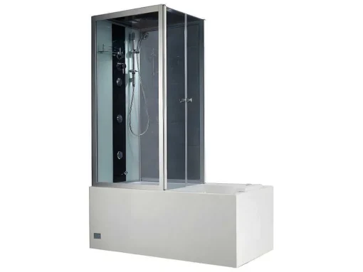 Duche/Banheira Hidromassagem Daria Em Acrilico Reforcado Vidro Cinza Escuro - 75*150*215 Cm - 30 Microjatos E 6 Grandes Jatos