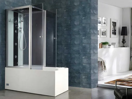 Duche/Banheira Hidromassagem Daria Em Acrilico Reforcado Vidro Cinza Escuro - 75*150*215 Cm - 30 Microjatos E 6 Grandes Jatos