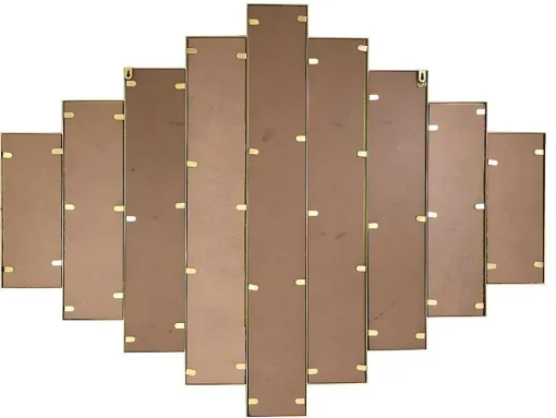 Espelho Art Deco Simetrico Em Metal De C. 90 X A. 120 Cm Cor Dourado - Galice