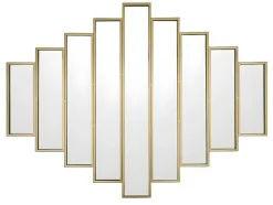 Espelho Art Deco Simetrico Em Metal De C. 90 X A. 120 Cm Cor Dourado - Galice