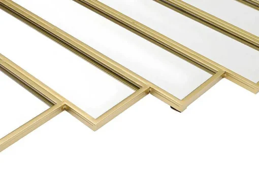 Espelho Art Deco Simetrico Em Metal De C. 90 X A. 120 Cm Cor Dourado - Galice