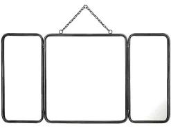 Espelho De Barbeiro Vintage De C. 60 X A. 112 Cm Cor Cinza Metalizado - Cerrone