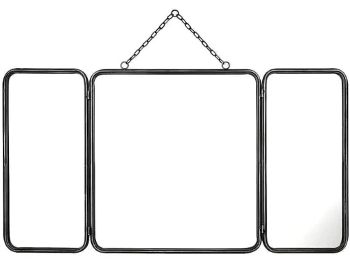 Espelho De Barbeiro Vintage De C. 60 X A. 112 Cm Cor Cinza Metalizado - Cerrone