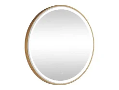 Espelho De Casa De Banho Luminoso Redondo Dourado Com Leds D80 Cm - Numea