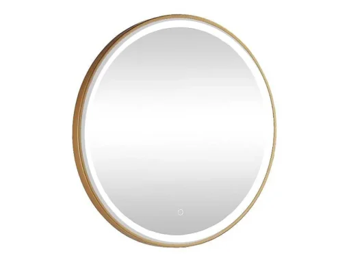 Espelho De Casa De Banho Luminoso Redondo Dourado Com Leds D80 Cm - Numea