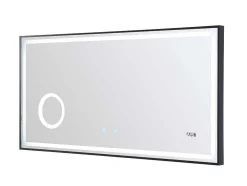 Espelho De Casa De Banho Retangular Luminoso Com Relógio Digital 120X50 Cm - Aitana