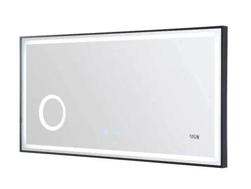 Espelho De Casa De Banho Retangular Luminoso Com Relógio Digital 120X50 Cm - Aitana