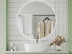 Espelho De Casa De Banho Oval Sem Moldura Antiembaciamento Com Leds, D90 Cm - Romula