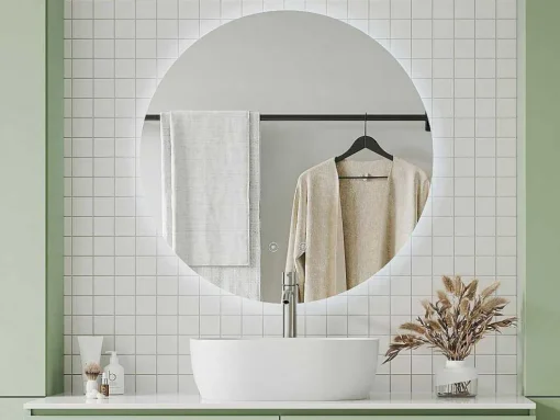 Espelho De Casa De Banho Oval Sem Moldura Antiembaciamento Com Leds, D90 Cm - Romula
