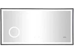 Espelho De Casa De Banho Retangular Luminoso Com Relógio Digital 120X50 Cm - Aitana