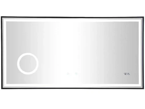 Espelho De Casa De Banho Retangular Luminoso Com Relógio Digital 120X50 Cm - Aitana