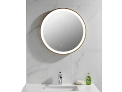 Espelho De Casa De Banho Luminoso Redondo Com Leds Numea Dourado - C60 X E3,5 X A60