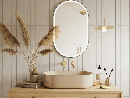Espelho De Casa De Banho Luminoso Oval Antienvaciamento Com Contorno Preto 50X80 Cm - Alarico
